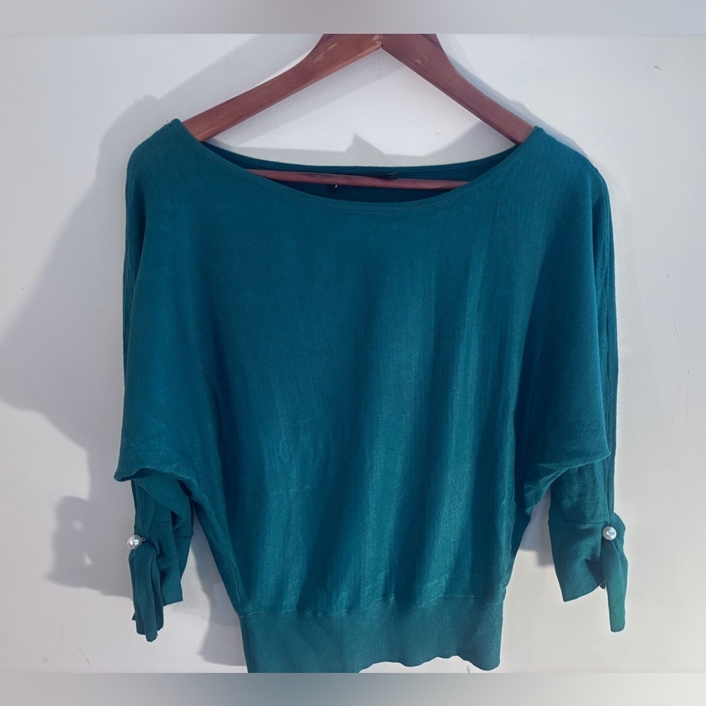 7th Avenue Design Studio by New York & Co Green Dolman Sleeve Sweater Size Small